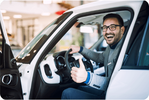 Business professional with rental car at DFW